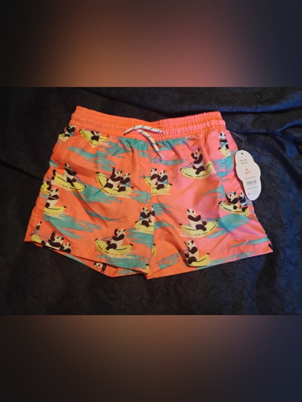 wonder nation Coral Pink Panda Surf Swim Shorts